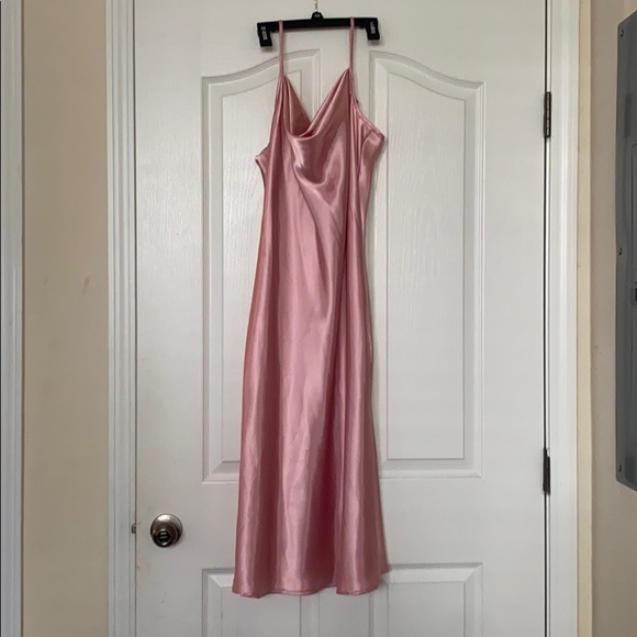 Pink midi silk dress - Picture 1 of 3